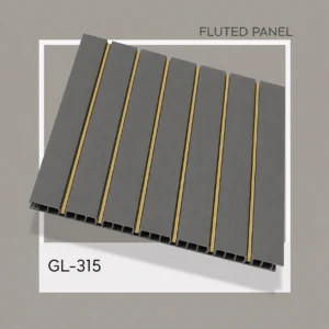 Premium Charcoal Grey Fluted Wall Panel with Gold Inlay (GL-315) | 10 ft x 1 ft
