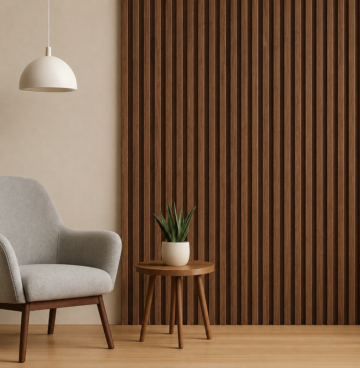 Walnut Wood Finish WPC Louver Panel (1905) – 9.5 ft × 6 in | 23 mm Thickness - Image 2