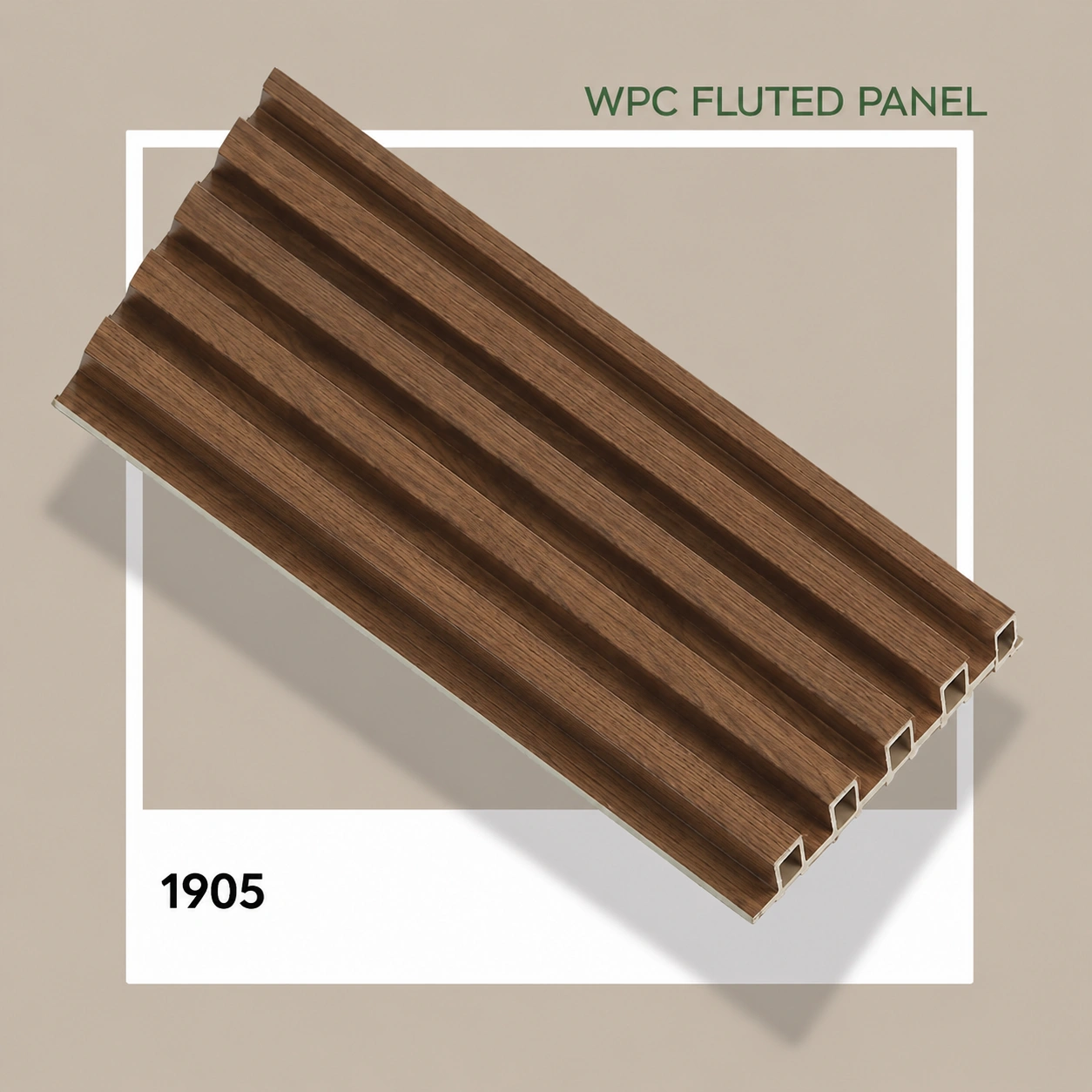 Walnut Wood Finish WPC Louver Panel (1905) – 9.5 ft × 6 in | 23 mm Thickness
