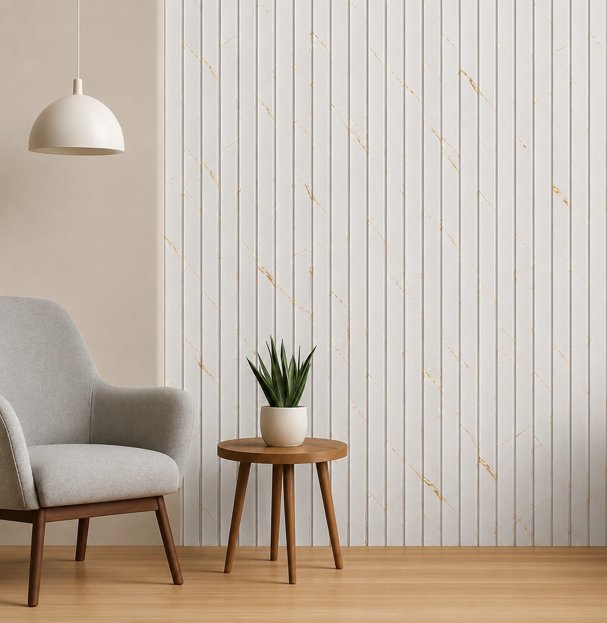 White Marble WPC Louver Panel (1917) – 9.5 ft × 6 in | 23 mm Thickness - Image 2