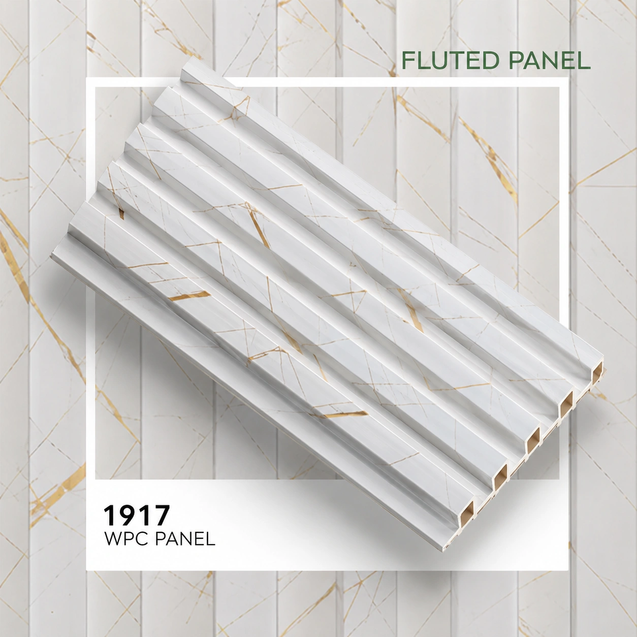 White Marble WPC Louver Panel (1917) – 9.5 ft × 6 in | 23 mm Thickness