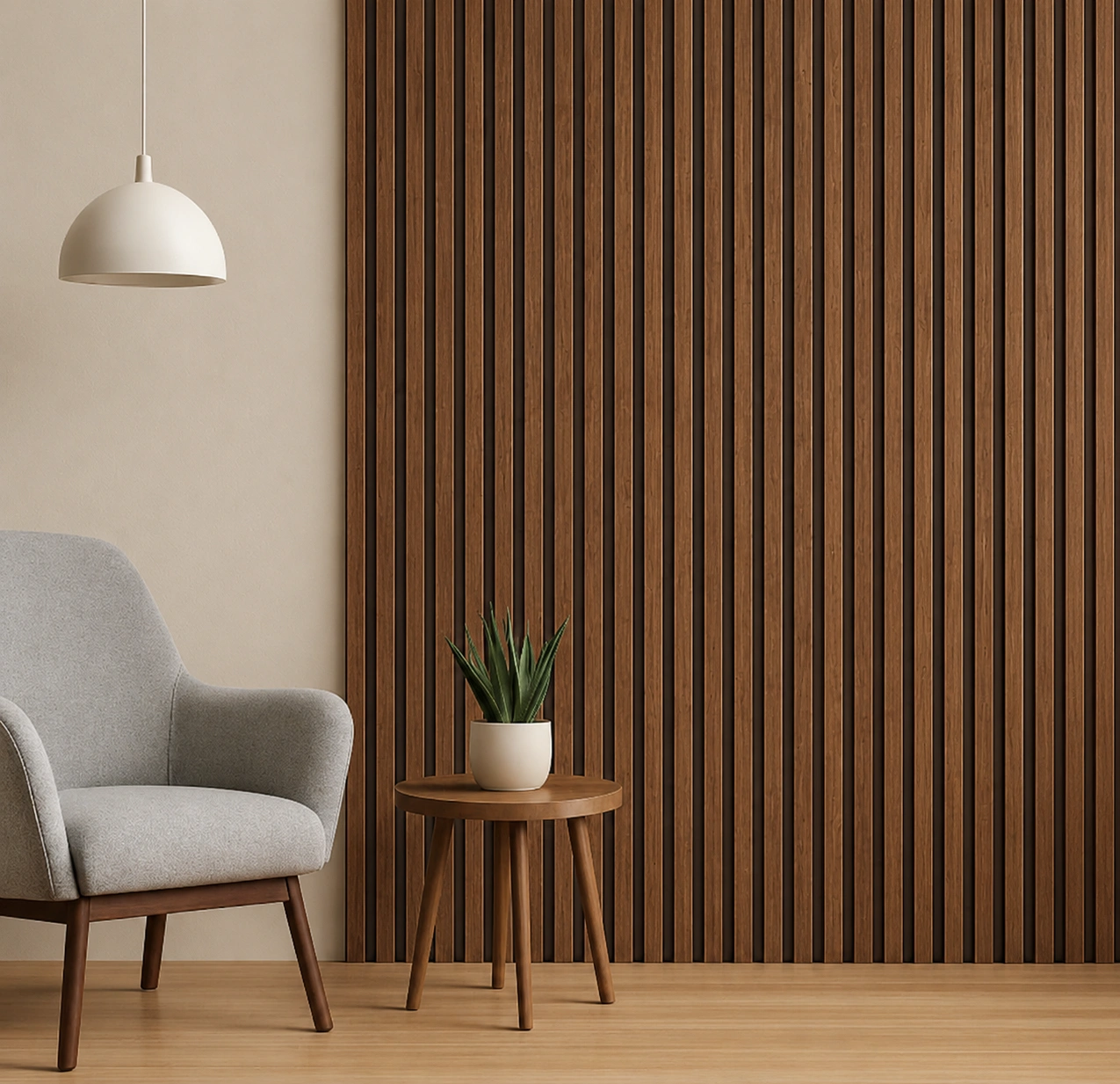 Walnut Wood WPC Louver Panel (1924) – 9.5 ft × 6 in | 23 mm Thickness - Image 2