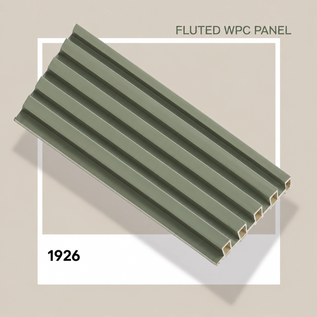 Sage Green WPC Louver Panel (1926) – 9.5 ft × 6 in | 23 mm Thickness