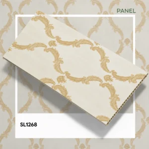 Premium Classic Ornamental PVC Wall Panel – Ivory & Gold (SL1268) | 10 ft x 10 in