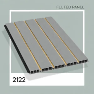 Premium Grey Fluted Panel with Gold Accent Lines (2122) – 9.5 ft × 1 ft