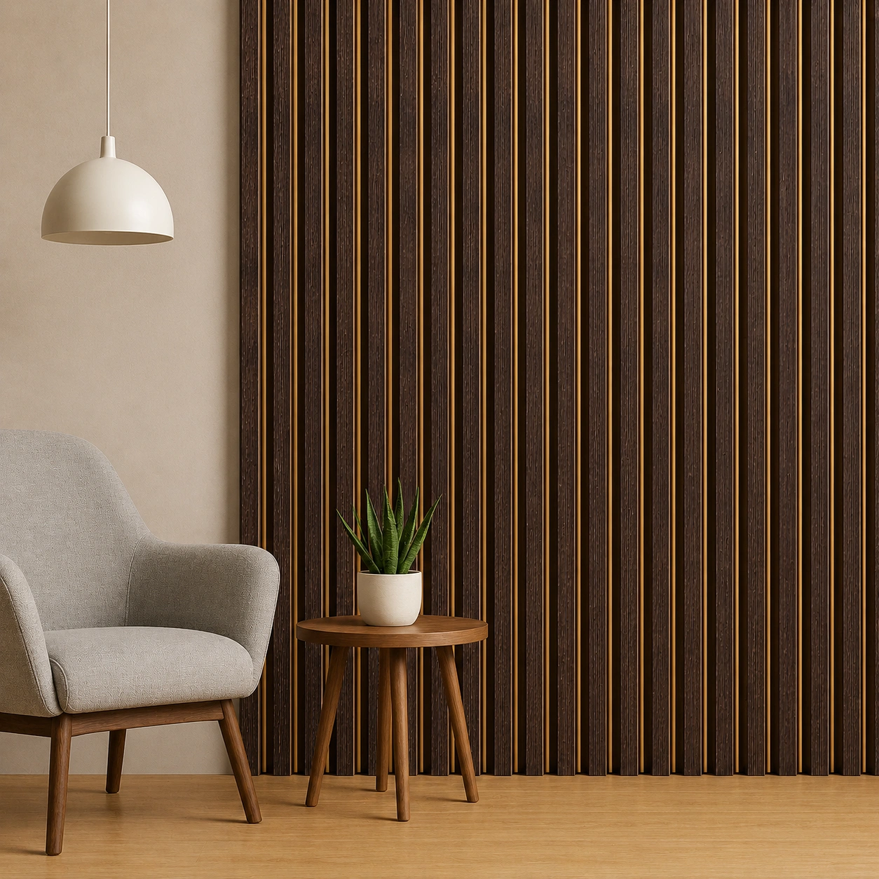 Premium Walnut Fluted Panel with Gold Accents (2146) – 9.5 ft × 1 ft - Image 2