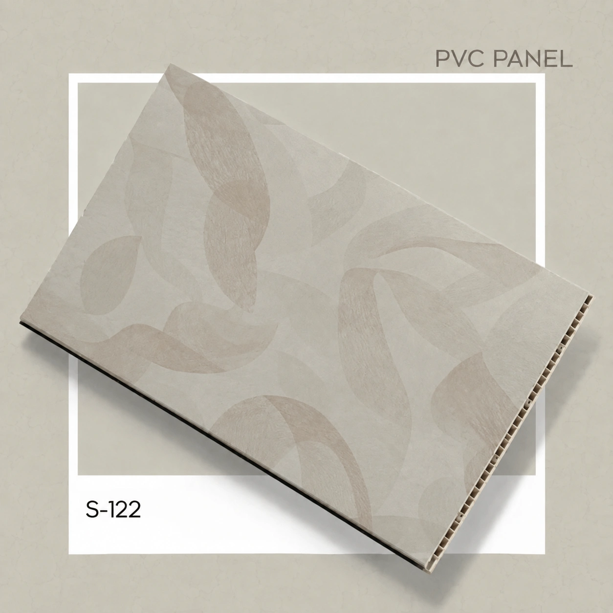 Premium Beige Abstract Wave PVC Wall Panel – S-122 | 10 ft x 10 in