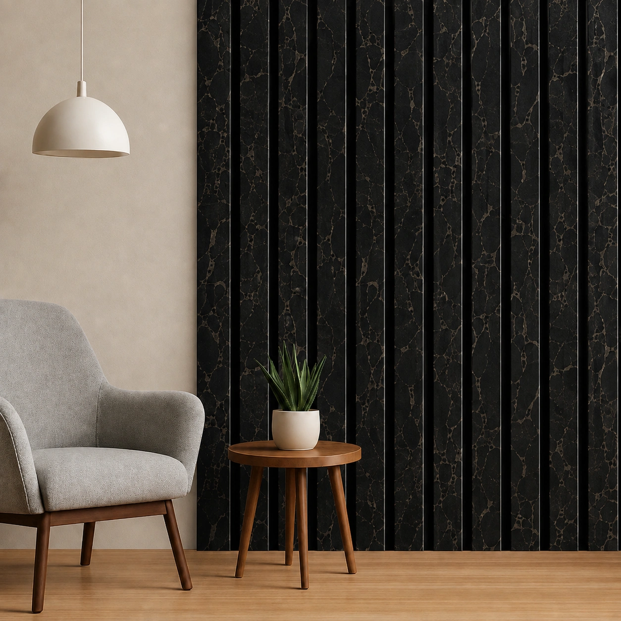 Premium Black Stone Texture PVC Wall Panel – A-123 | 10 ft x 10 in - Image 2