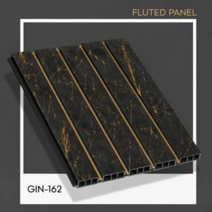 Premium Black Marble Gold Vein Fluted Panel (GIN-162) – 10 ft × 1 ft