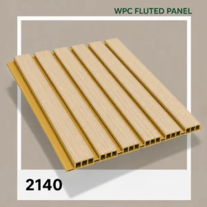 Premium Light Oak Fluted Panel with Gold Accents (2140) – 9.5 ft × 1 ft