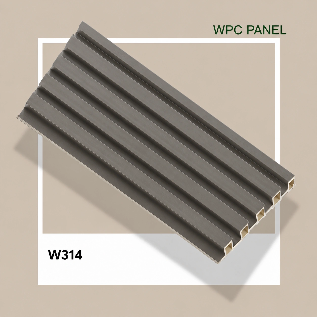 Premium Charcoal Grey WPC Fluted Louver Panel – W314 | 9.5 ft x 6 in | 23 mm Thick