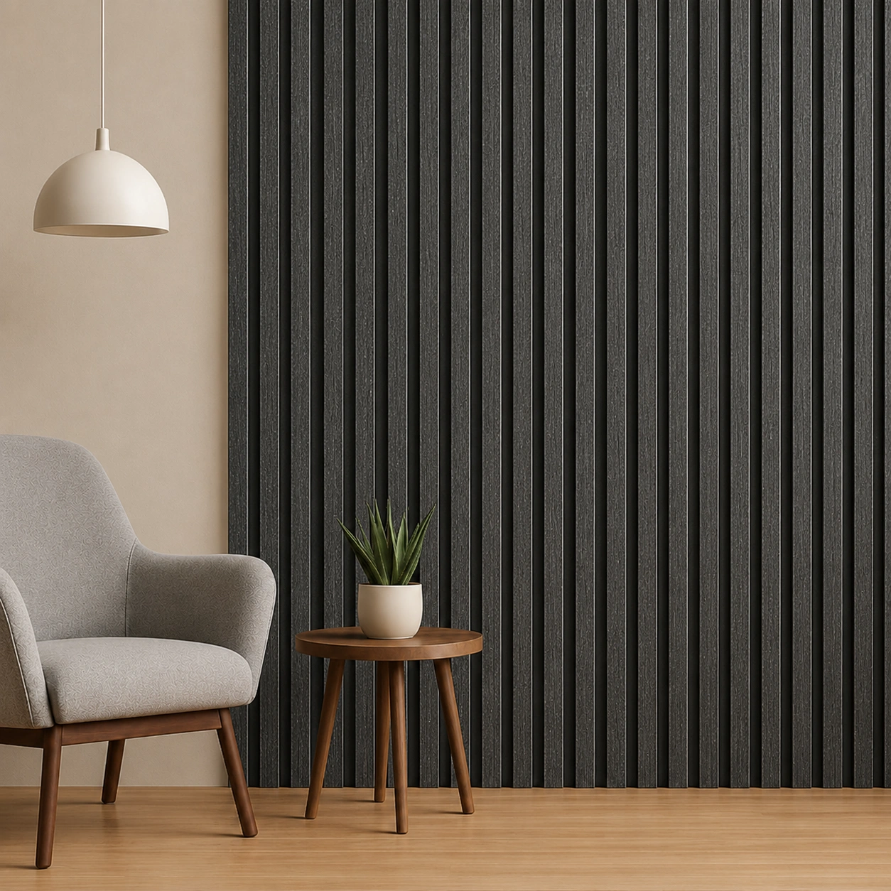 Charcoal Grey WPC Louver Panel (1905) – 9.5 ft × 6 in | 17 mm Thickness - Image 2
