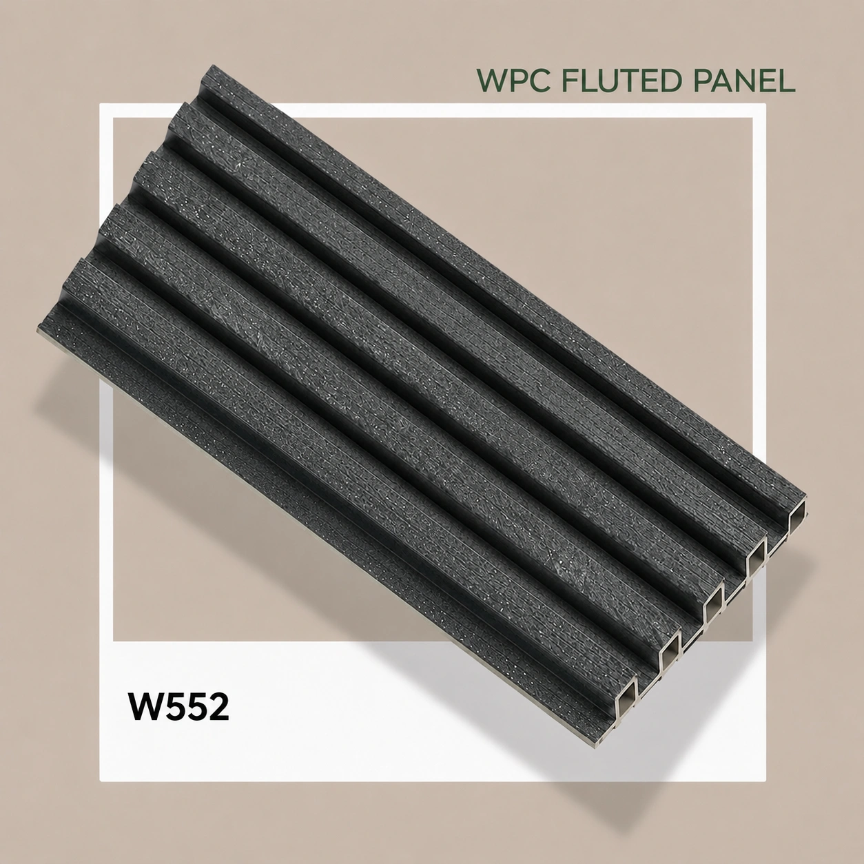Charcoal Grey WPC Louver Panel (1905) – 9.5 ft × 6 in | 17 mm Thickness