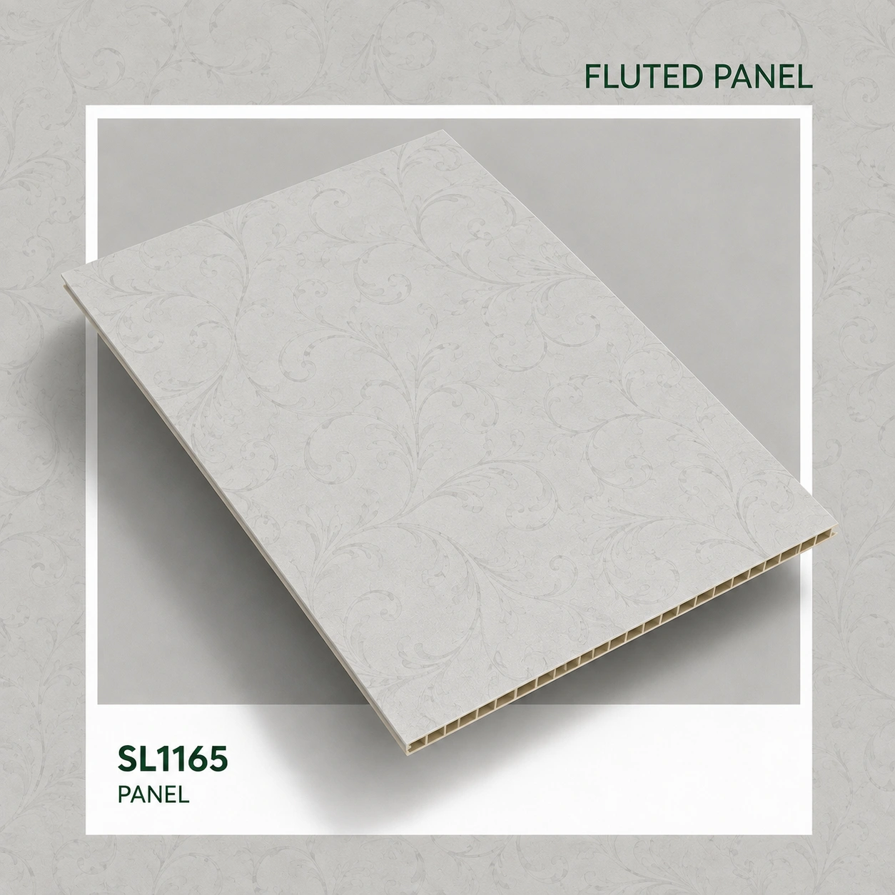 Premium Floral Grey PVC Fluted Wall Panel – SL1165 | 10 ft x 10 in