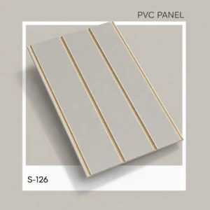 Premium White & Gold PVC Decorative Wall Panel – S-126 | 10 ft x 10 in