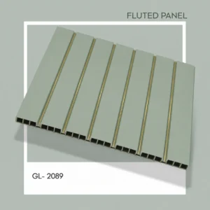 Premium Sage Green Fluted Wall Panel with Gold Inlay (GL-2089) | 10 ft x 1 ft