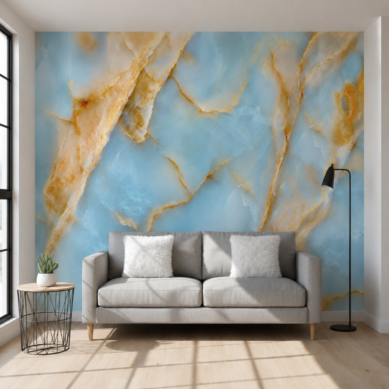 UV Marble Sheet – Premium Blue Onyx High Gloss Wall Panel (8 ft x 4 ft)