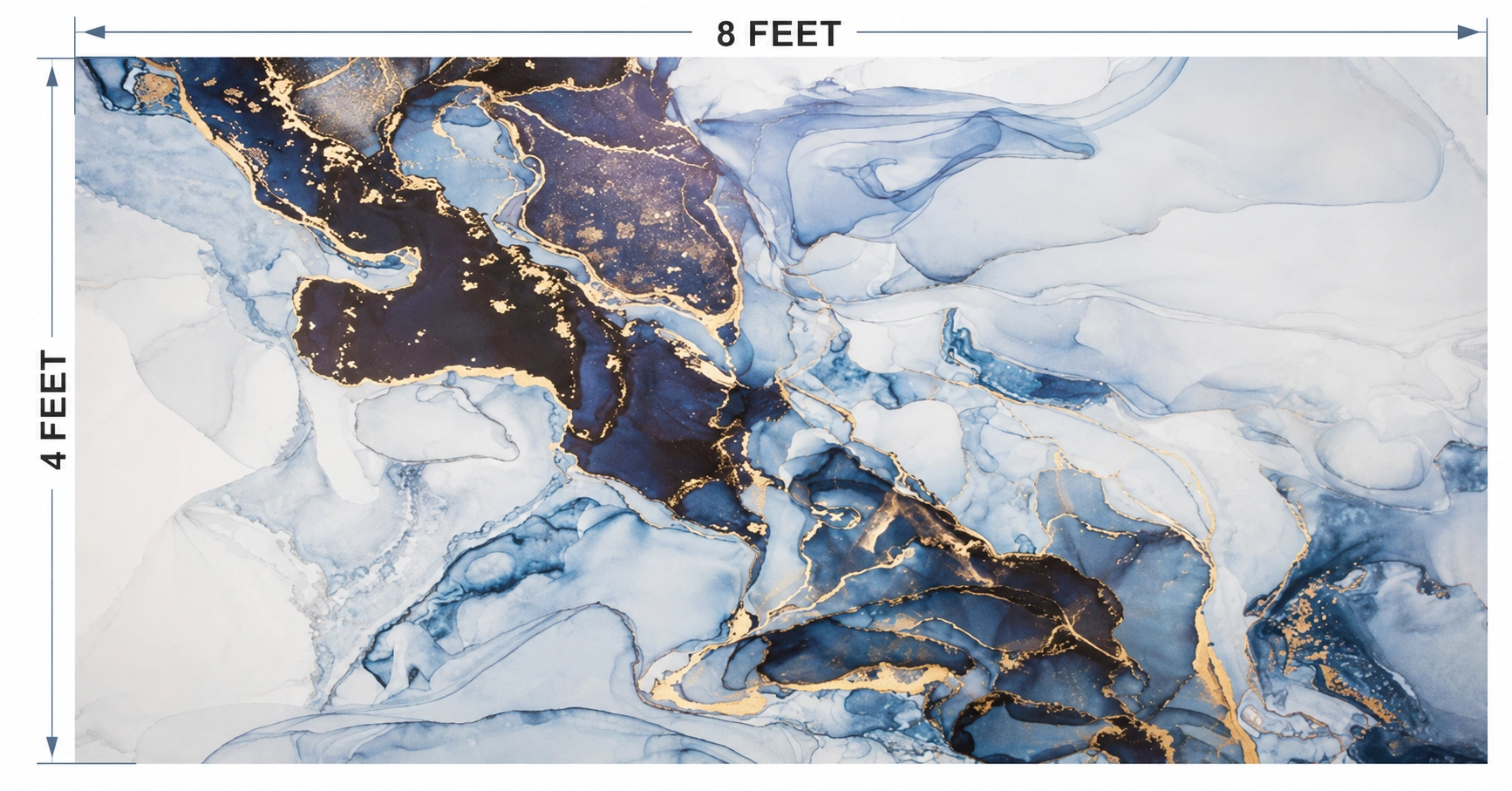 UV Marble Sheet – Royal Blue & Gold Abstract Marble Wall Panel (8 ft × 4 ft) - Image 2