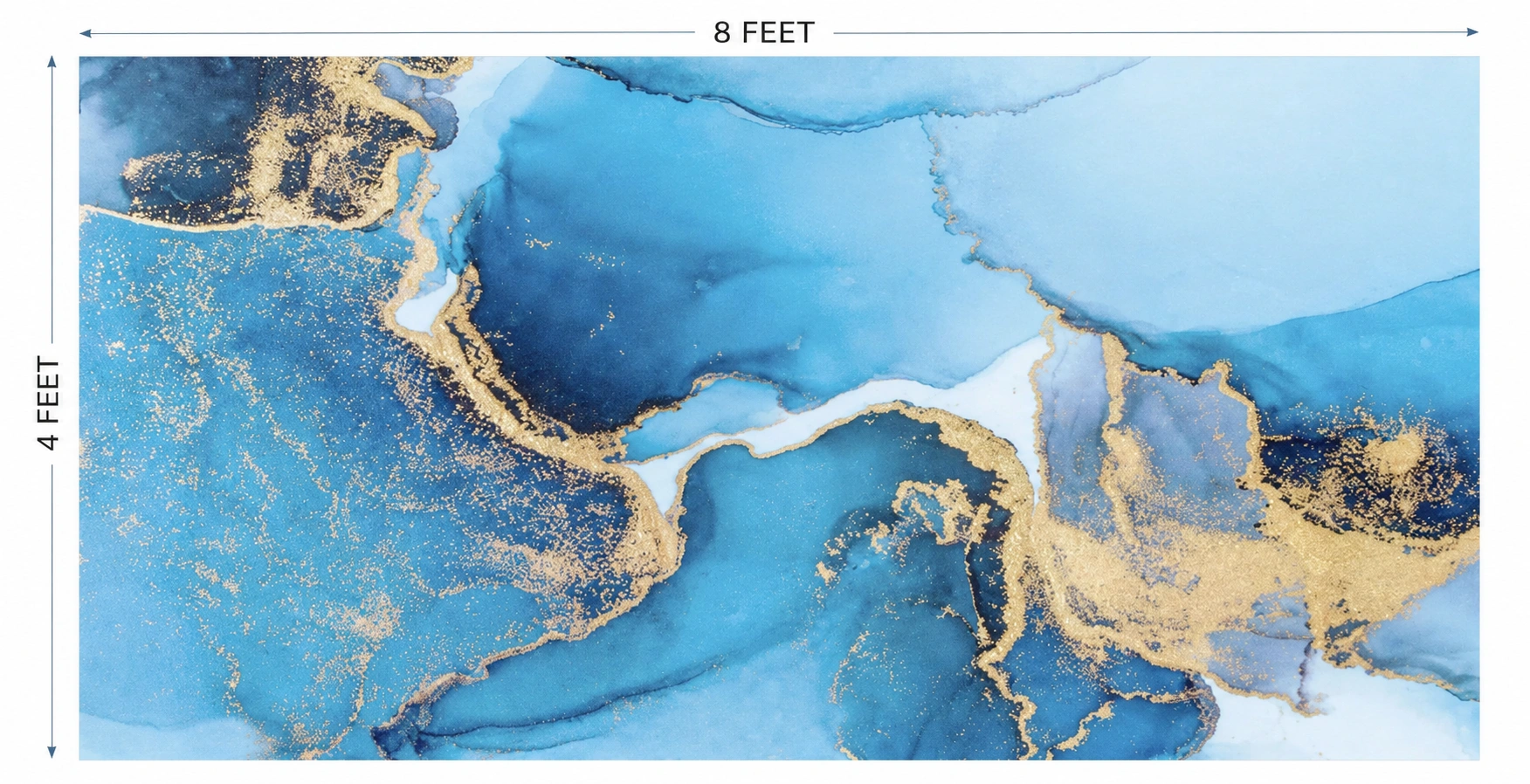 UV Marble Sheet – Ocean Blue & Gold Abstract Marble Wall Panel (8 ft × 4 ft) - Image 2