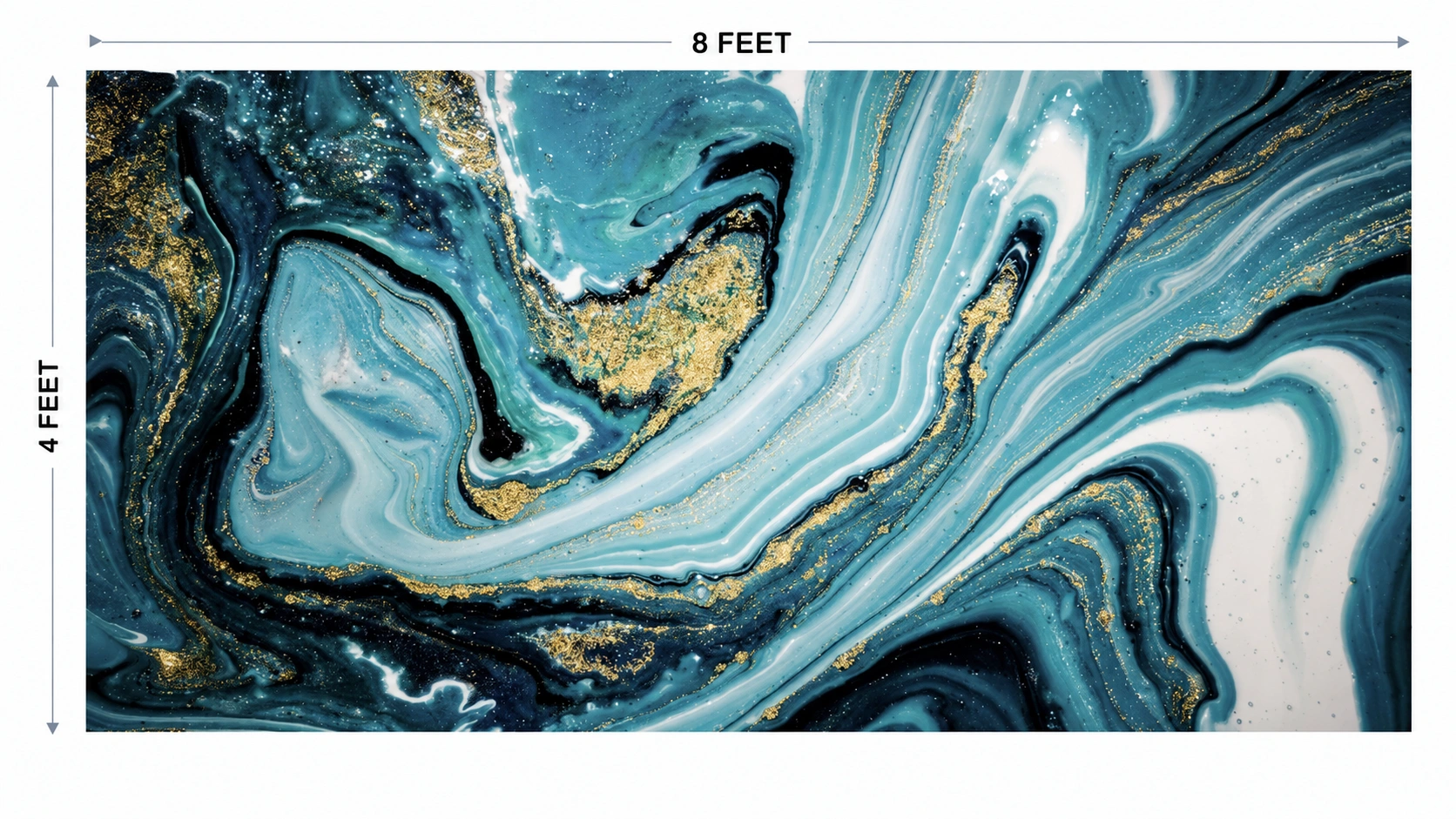 UV Marble Sheet – Aqua Blue & Gold Luxury Marble Wall Panel (8 ft × 4 ft) - Image 2