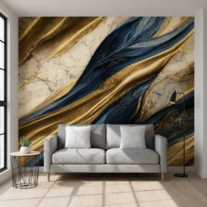 UV Marble Sheet – Royal Blue, White & Gold Luxury Marble Wall Panel (8 ft × 4 ft)