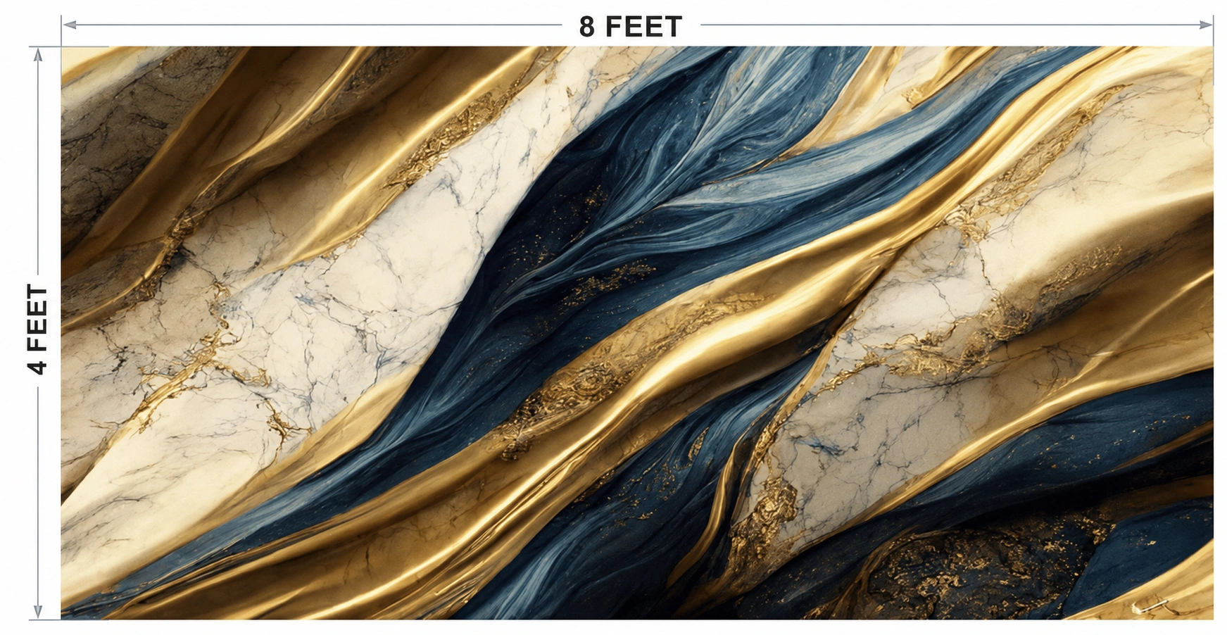 UV Marble Sheet – Royal Blue, White & Gold Luxury Marble Wall Panel (8 ft × 4 ft) - Image 2