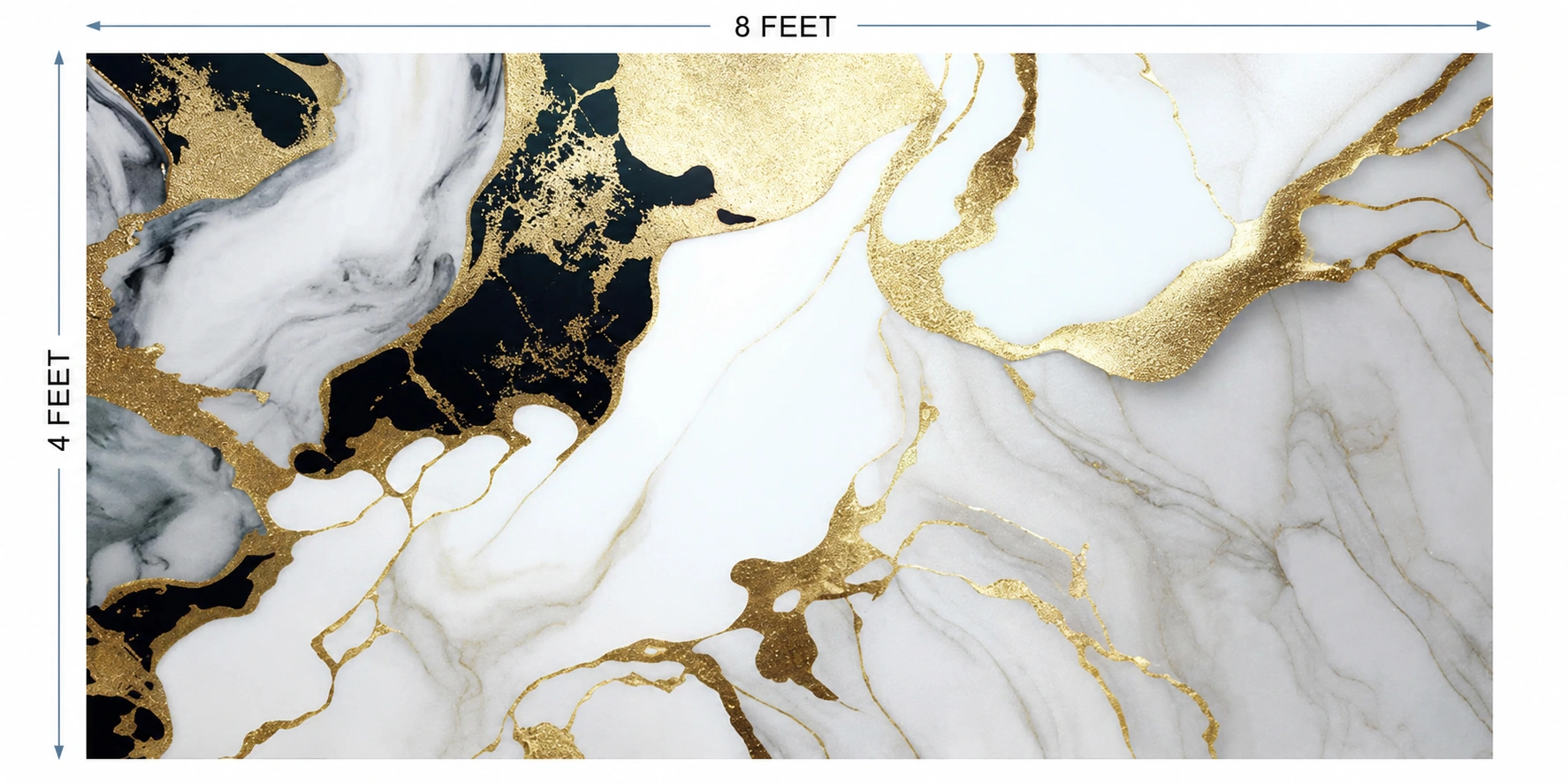 UV Marble Sheet – White, Black & Gold Premium Marble Wall Panel (8 ft × 4 ft) - Image 2
