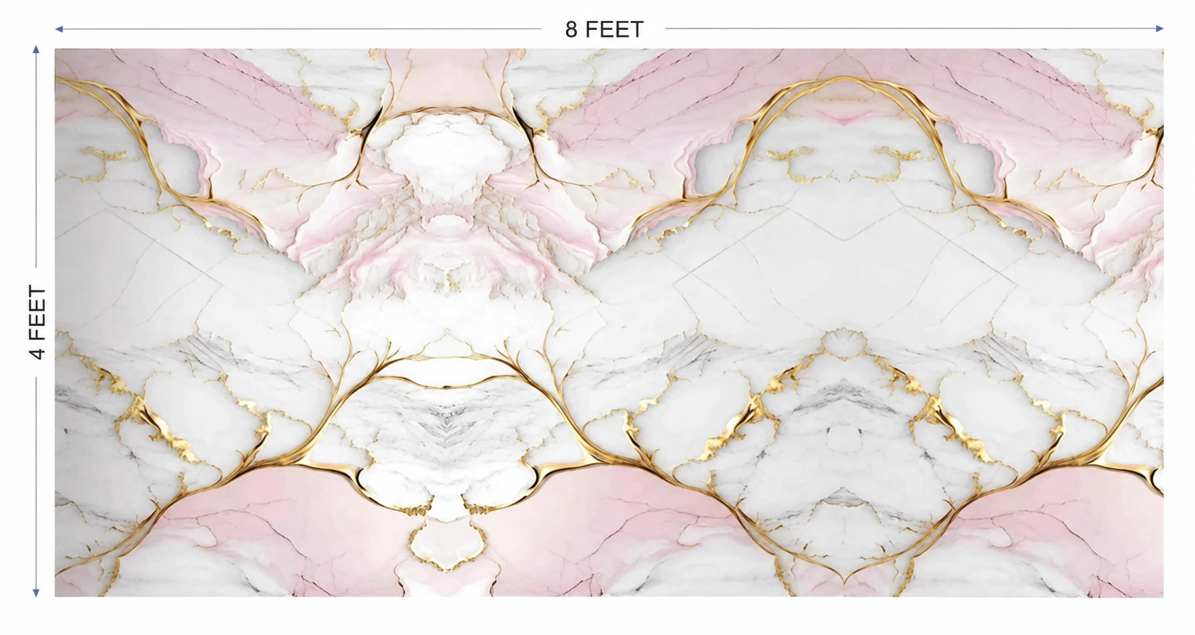 Elegant Pink & White UV Marble Sheet with Gold Veins (8 ft × 4 ft) Elegant Pink & White UV Marble Sheet with Gold Veins (8 ft × 4 ft) - Image 2