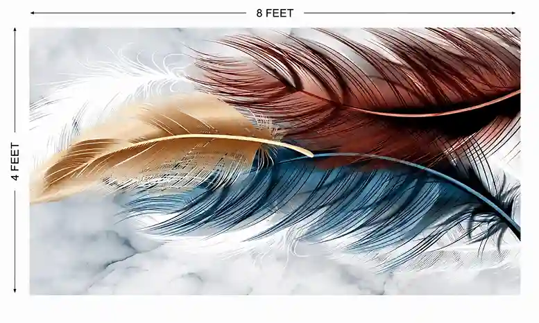 Premium UV Marble Wall Panel – Elegant Multicolor Feather Design | 8ft x 4ft - Image 2