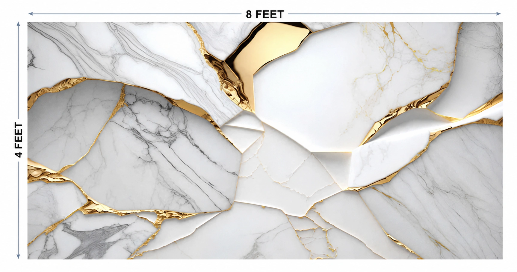 Premium White Marble UV Marble Sheet with Gold Crack Design (8 ft × 4 ft) - Image 2