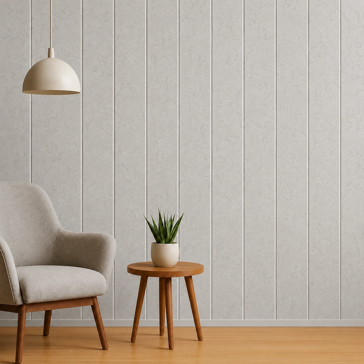 Premium Floral Grey PVC Fluted Wall Panel – SL1165 | 10 ft x 10 in - Image 2
