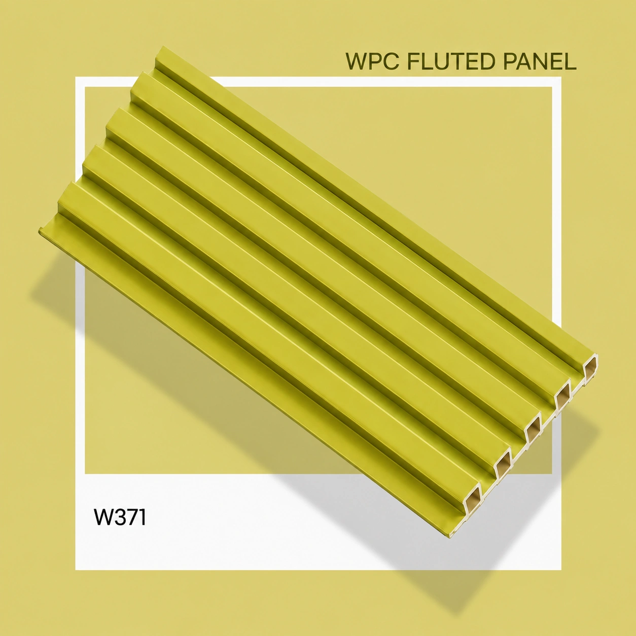 Premium Lime Green WPC Fluted Louver Panel – W371 | 9.5 ft x 6 in | 23 mm Thick
