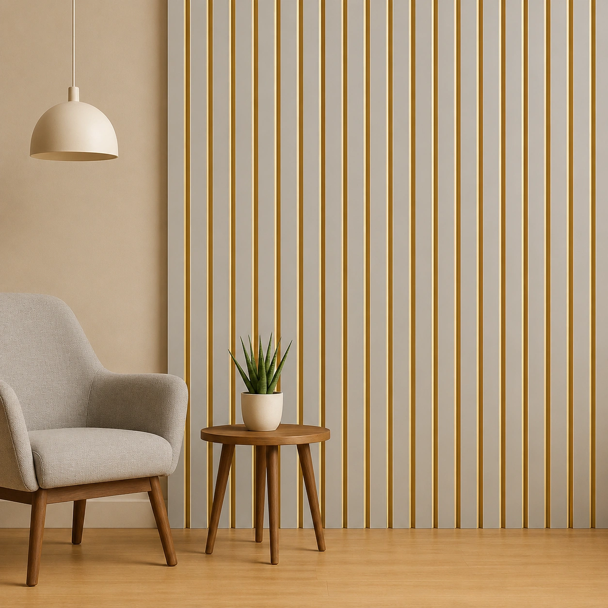 Premium White Fluted Panel with Gold Accents (GL2091) – 10 ft × 1 ft - Image 2
