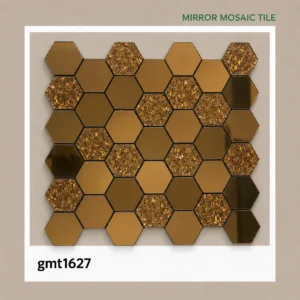 Self-Adhesive Hexagon Mirror Mosaic Tile - GMT 1627 | Gold Decorative Wall Panel | 1 x 1 ft
