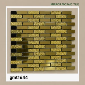 Self-Adhesive Gold Mirror Mosaic Tile GMT 1644 | Brick Pattern Decorative Wall Panel | 1 x 1 ft