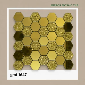 Gold Hexagon Mirror Mosaic Tile | Self-Adhesive Peel & Stick Wall Tile | 1 x 1 ft | GMT 1647