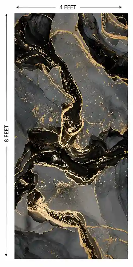 Premium UV Marble Sheet – Black & Grey Marble with Golden Veins | 8ft x 4ft - Image 2