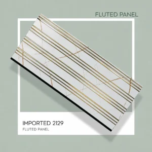 Imported White Marble Fluted Panel with Gold Accent (2129) – 9.5 ft × 1 ft