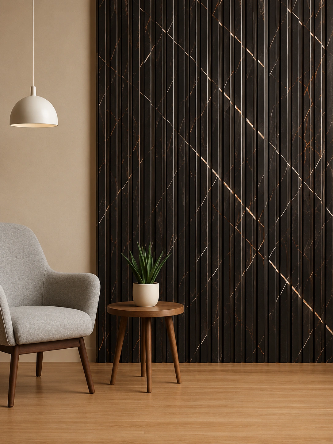 Premium Black Marble Fluted Wall Panel – IN-2026 | 10 ft x 1 ft - Image 2