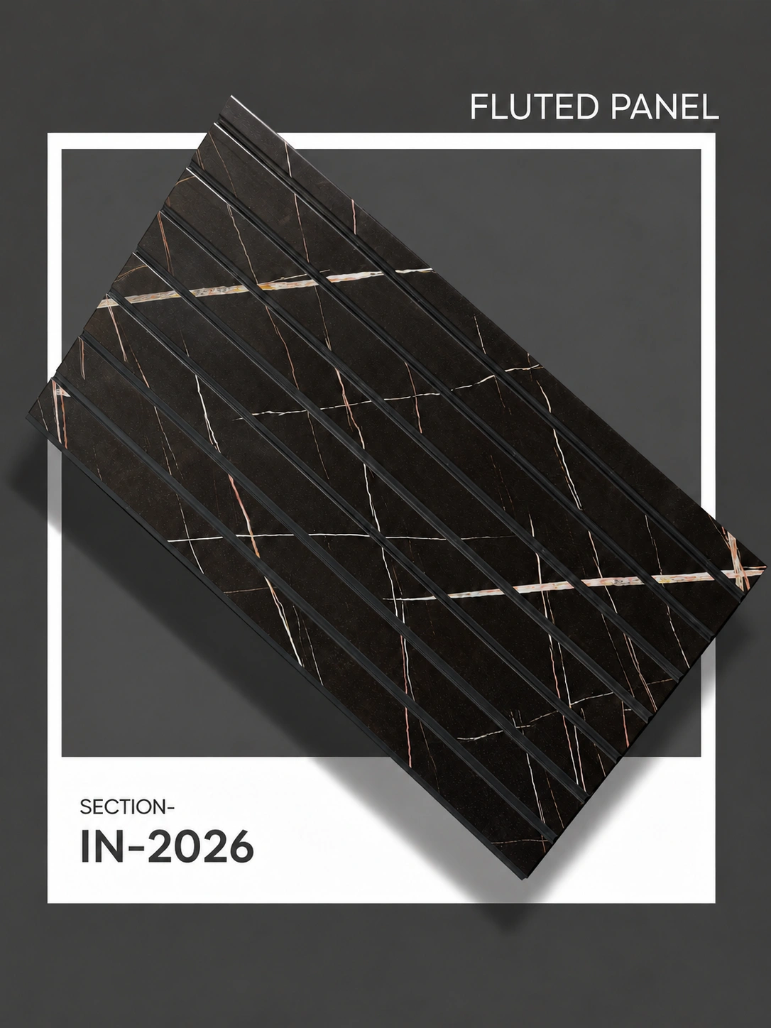 Premium Black Marble Fluted Wall Panel – IN-2026 | 10 ft x 1 ft