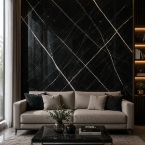 Black Gold Marble UV Marble Sheet | Premium High-Gloss Decorative Wall Panel | 8ft x 4ft