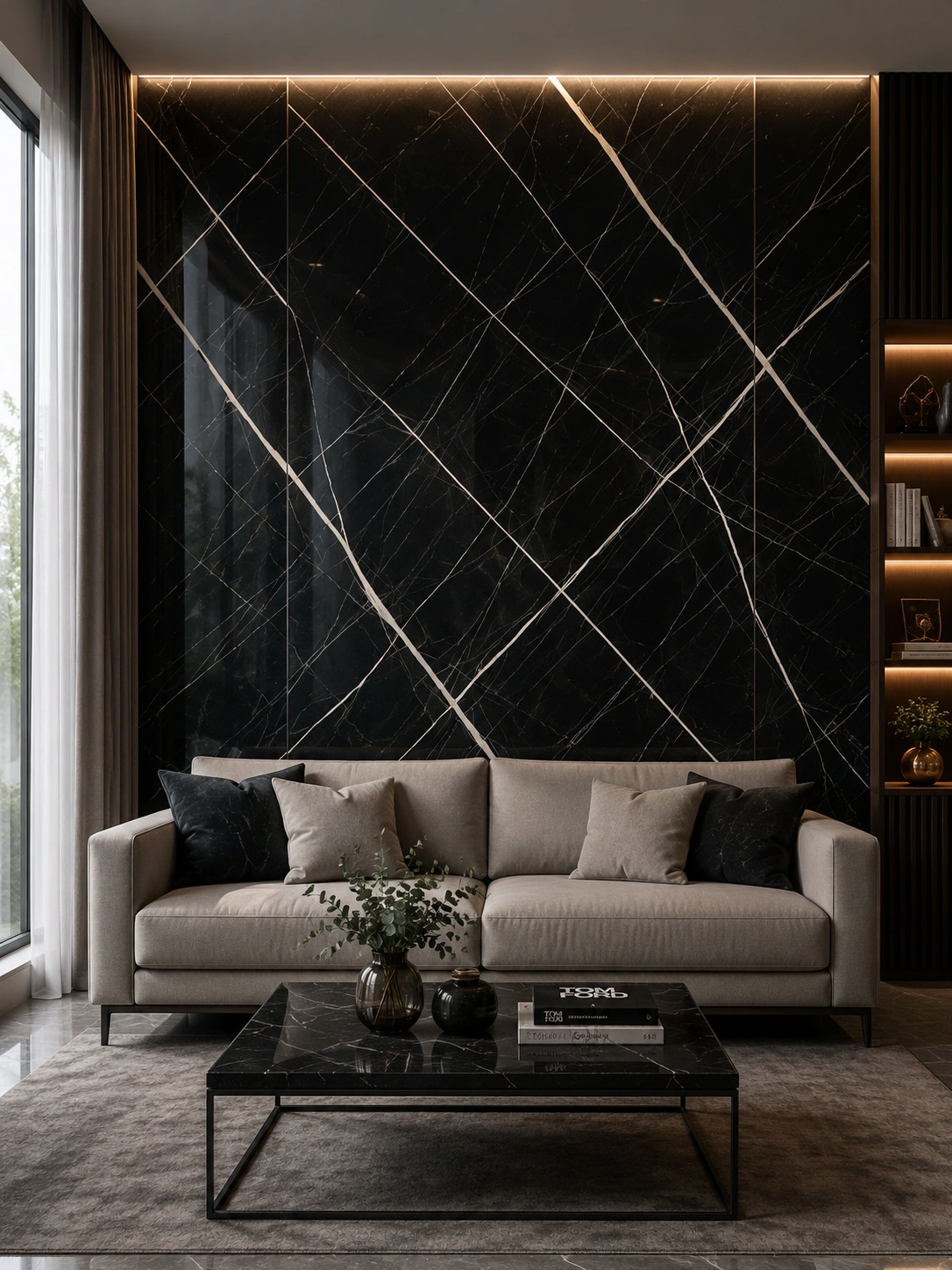 Black Gold Marble UV Marble Sheet | Premium High-Gloss Decorative Wall Panel | 8ft x 4ft