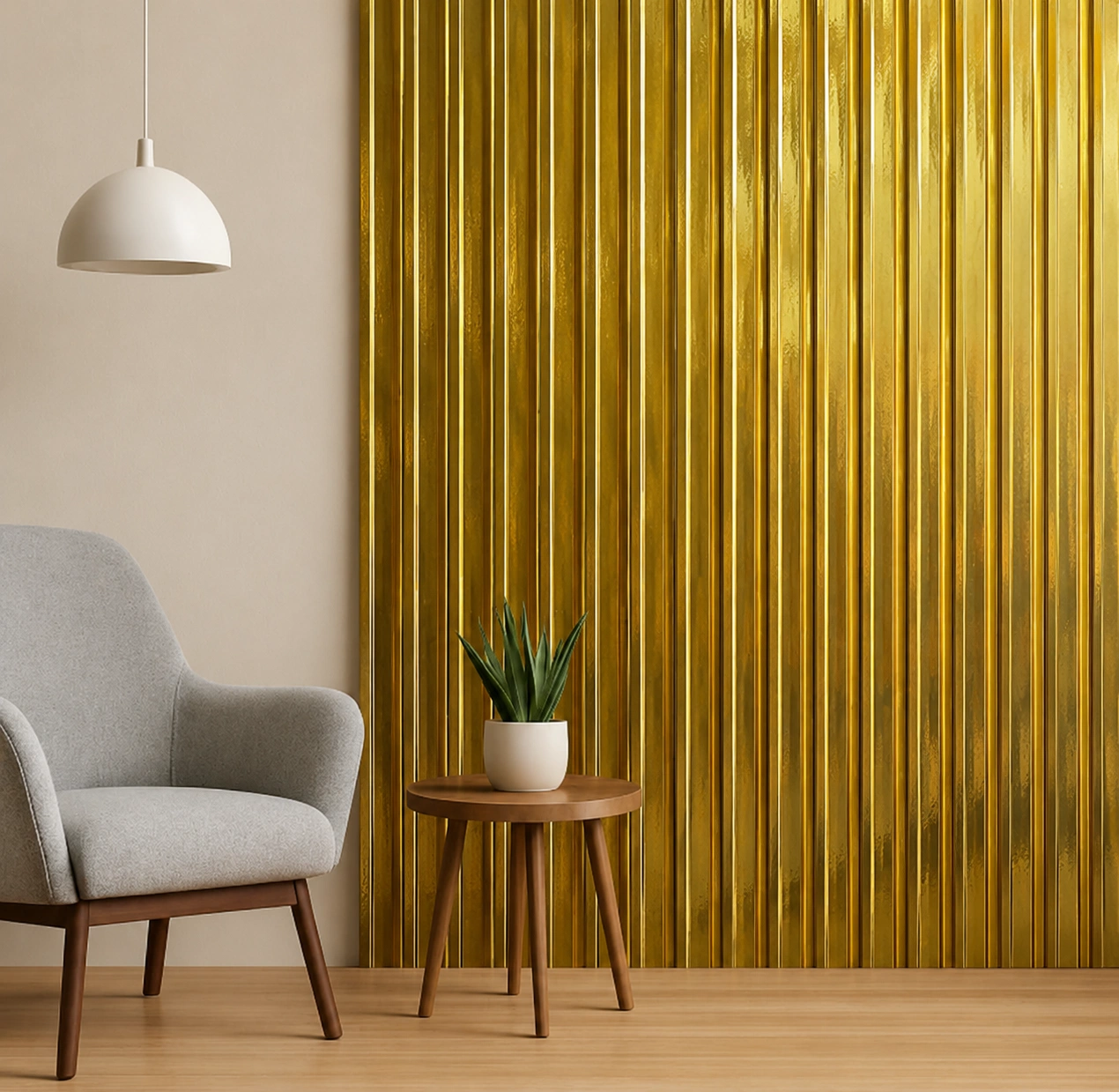 Premium Gold WPC Louvers Panel – MW101 | 9.5 ft x 6 in | 23mm Thickness - Image 2