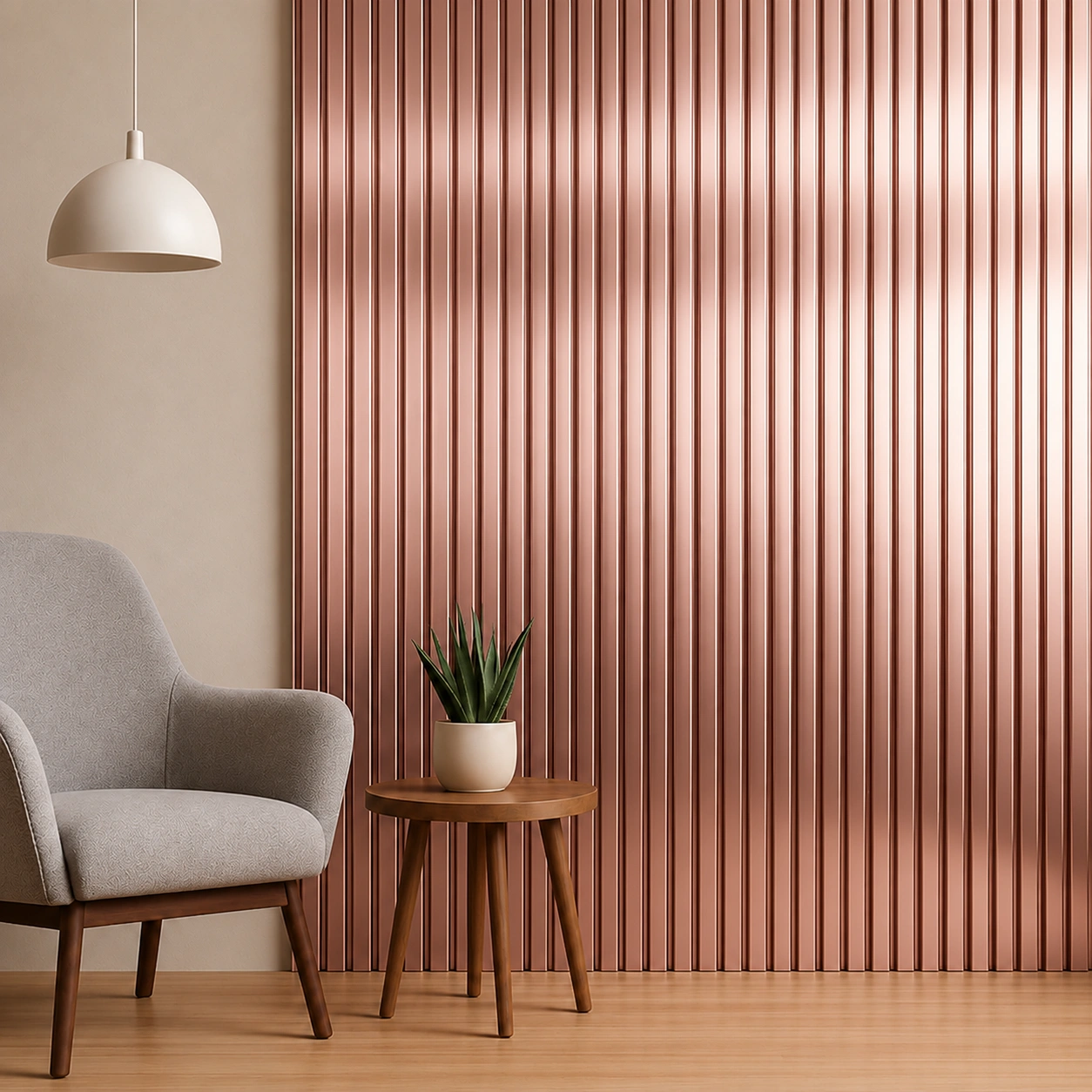 Premium Rose Gold WPC Louvers Panel – MW-102 | 9.5 ft x 6 in | 23mm Thickness - Image 2