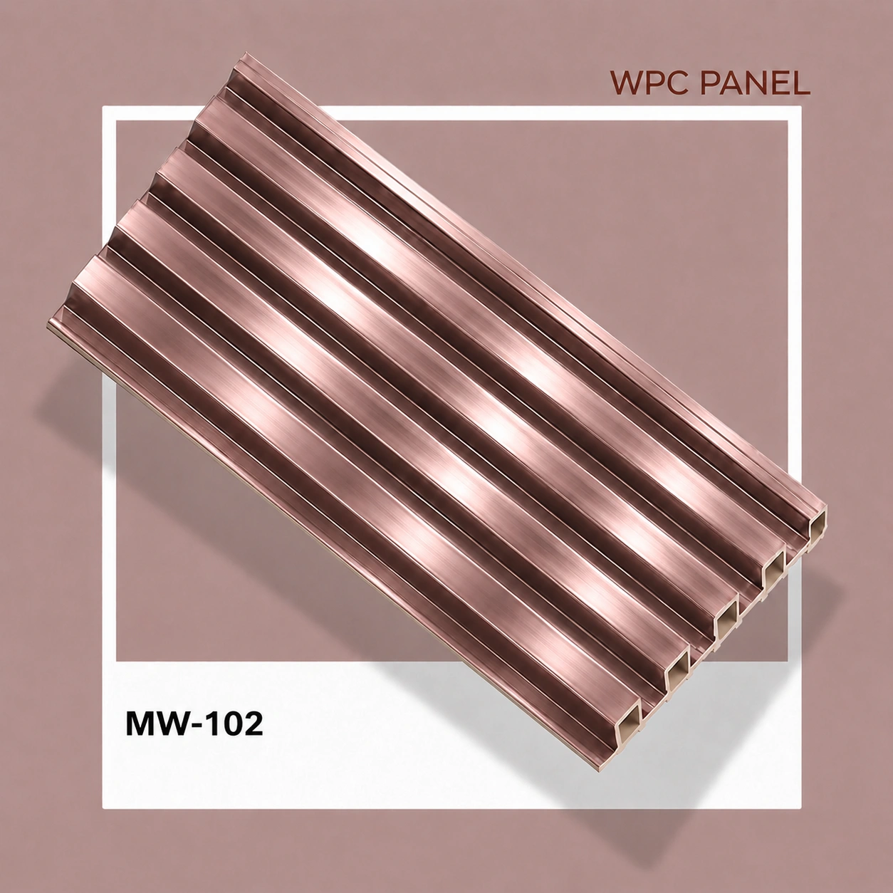 Premium Rose Gold WPC Louvers Panel – MW-102 | 9.5 ft x 6 in | 23mm Thickness