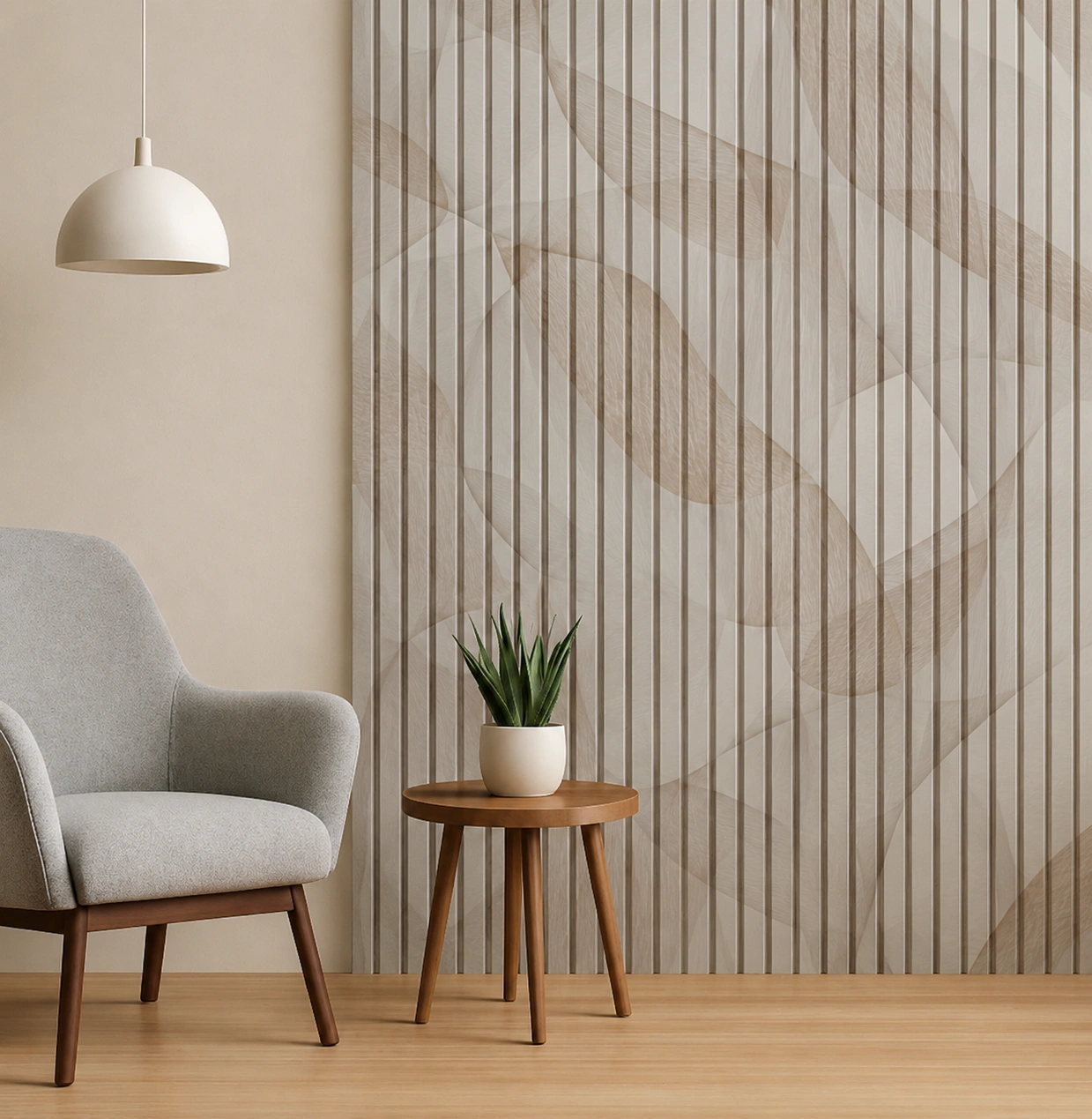 Premium Beige Abstract Wave PVC Wall Panel – S-122 | 10 ft x 10 in - Image 2
