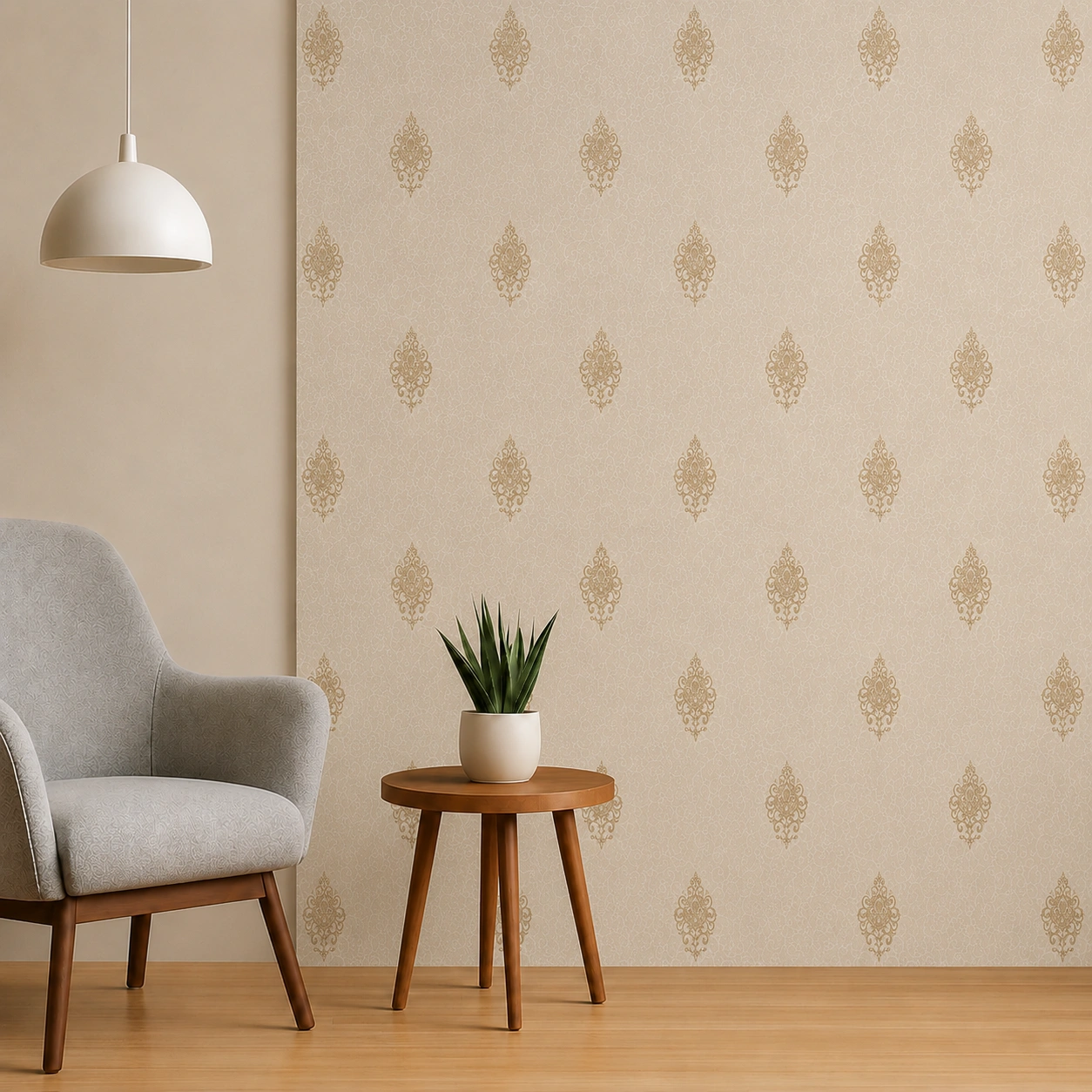 PVC Decorative Wall Panel SH9194 | Classic Beige Damask Finish | 10ft x 10inch - Image 2