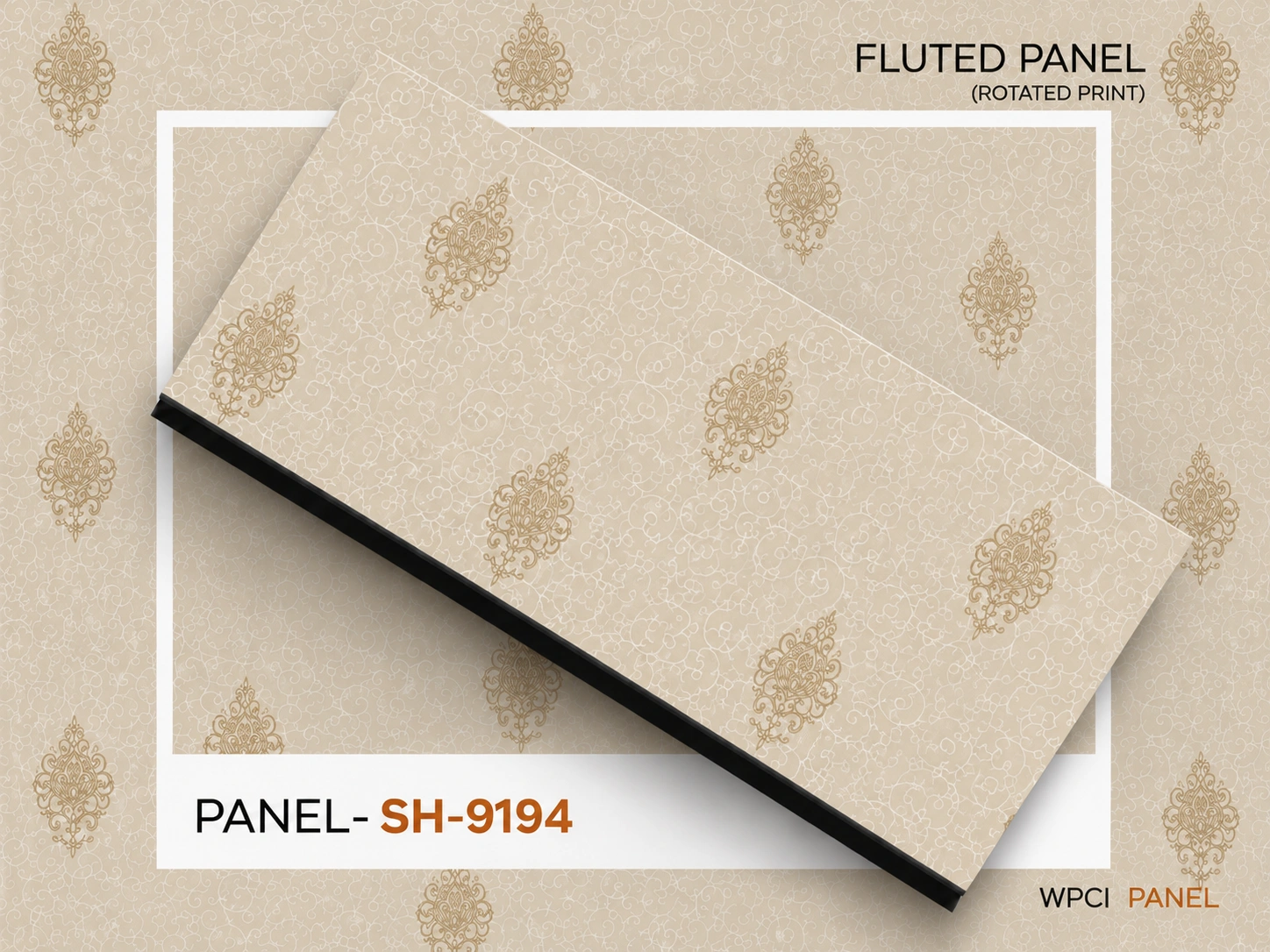 PVC Decorative Wall Panel SH9194 | Classic Beige Damask Finish | 10ft x 10inch