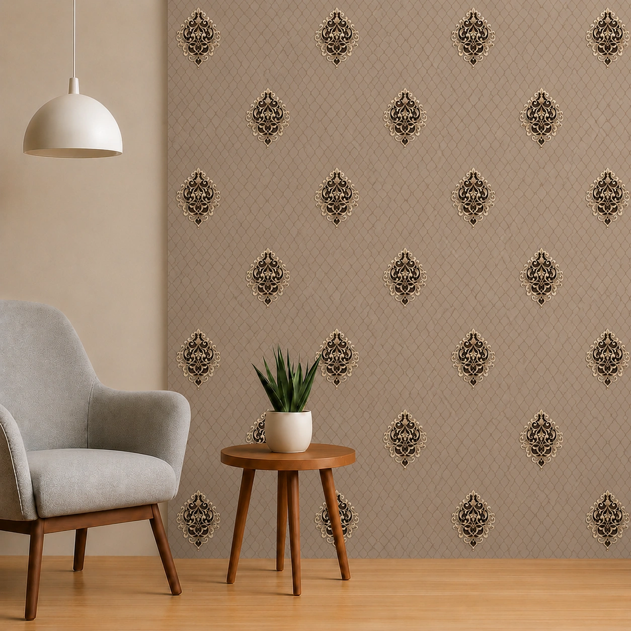 PVC Decorative Wall Panel SH9351 | Premium Beige & Black Royal Motif Finish | 10ft x 10inch PVC Decorative Wall Panel SH9351 | Premium Beige & Black Royal Motif Finish | 10ft x 10inch - Image 2