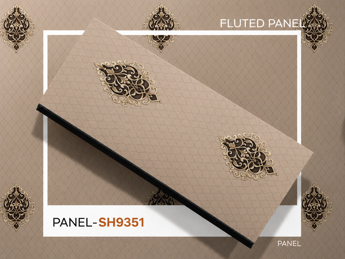 PVC Decorative Wall Panel SH9351 | Premium Beige & Black Royal Motif Finish | 10ft x 10inch PVC Decorative Wall Panel SH9351 | Premium Beige & Black Royal Motif Finish | 10ft x 10inch